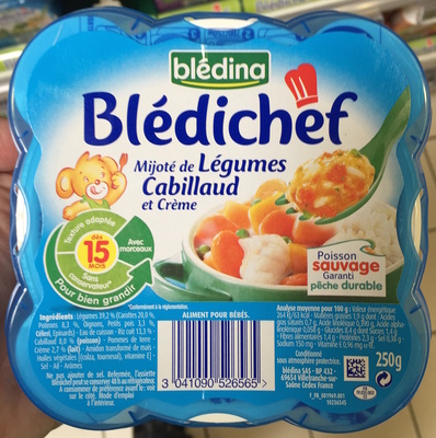 Blédichef Mijoté de Légumes Cabillaud et Crème
