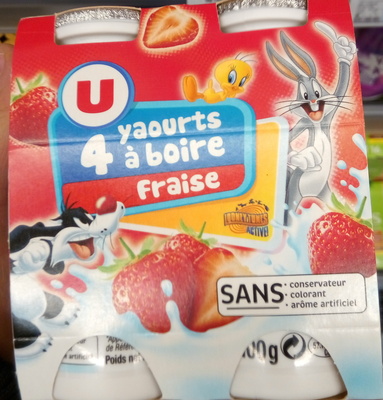 4 yaourts à boire fraise