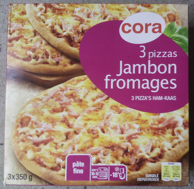 3 pizzas jambon fromages