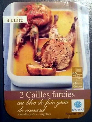 2 cailles farcies au bloc de foie gras de canard semi-désossées - surgelées