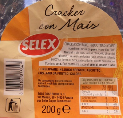 Selex Crackers con Mais