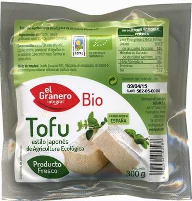 Tofu fresco ecológico &quot;El Granero Integral&quot; al estilo japonés