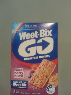 Sanitarium Weet-Bix Go Breakfast biscuits Wild Berry burst